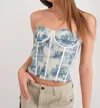 Pretty Garbage Rein Mesh Bustier Top In Vintage Blue