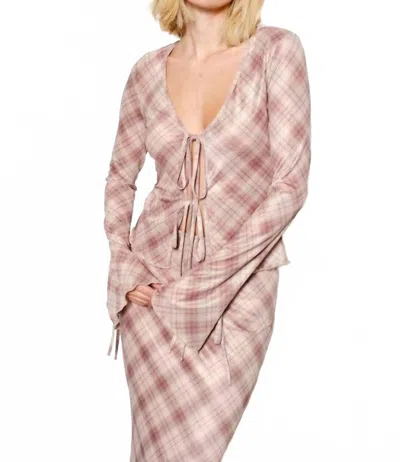 Pretty Garbage Ria Plaid Mesh Top In Pink In Multi