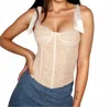 Pretty Garbage Ribbons And Lace Corset Top In Beige In White