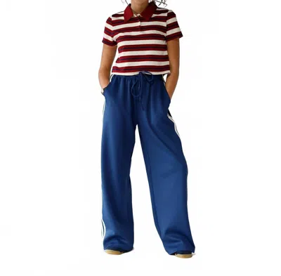 Pretty Garbage Rory Cropped Rugby Tee In Blue