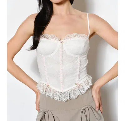 Pretty Garbage Serena Lace Bustier Top In White