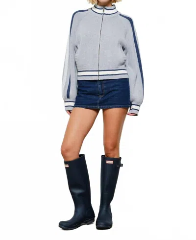 Pretty Garbage Starstruck Knit Zip Up Cardigan In Grey In Gray