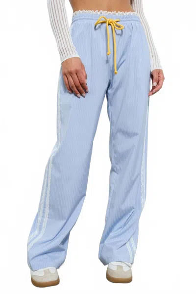 Pretty Garbage Striped Athletic Pant In Blue