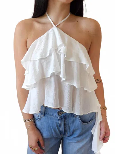 Pretty Garbage The Bori Frill Halter Top In White