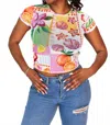 Pretty Garbage Topical Mesh Crop Tee In Multi In Multi