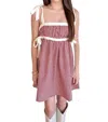 Pretty Garbage Tweed Babydoll Dress In Burgundy In White