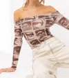 Pretty Garbage Two-faced Mesh Top In Brown