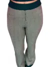 Pretty Garbage Two Toned Ribbed Knit Pants In Forest Green In Green