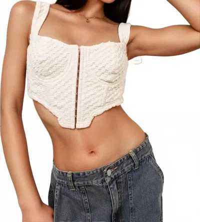 Pretty Garbage Waffle Corset Top In Cream In White