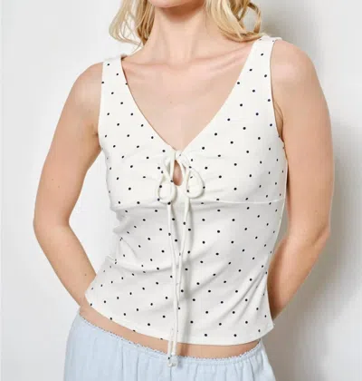 Pretty Garbage Willa Polka Dot Tank In White