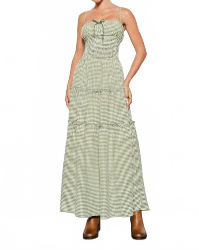 Pretty Garbage Women's Wild West Gingham Dress In Olive Cream In Multi