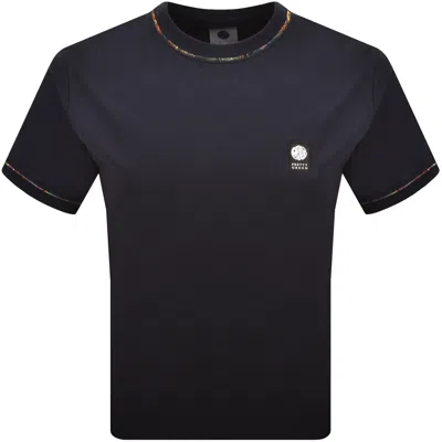 Pretty Green Albion T Shirt Navy In Pink