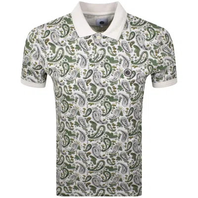 Pretty Green Aquarelle Paisley Polo Stone In Grey