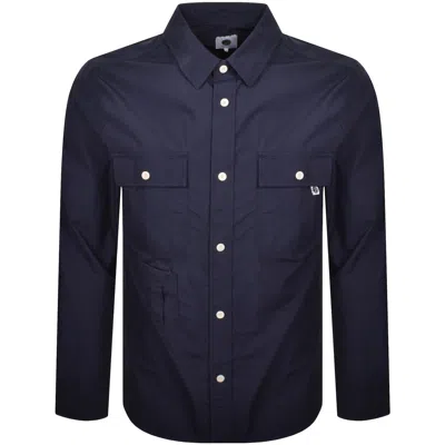 Pretty Green Brentwood Long Sleeved Shirt Navy