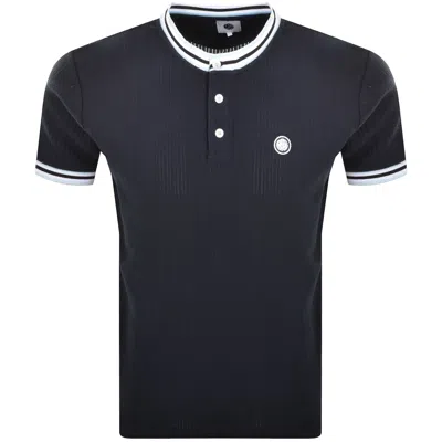 Pretty Green Cressa Tipped Grandad T Shirt Navy In Blue