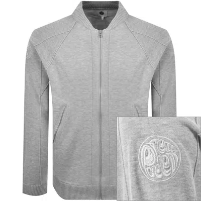 Pretty Green Harrington Knit Bomber Grey In Gray