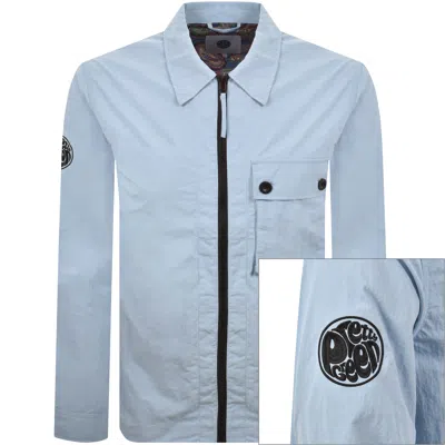 Pretty Green Heaton Zip Overshirt Blue In Multi