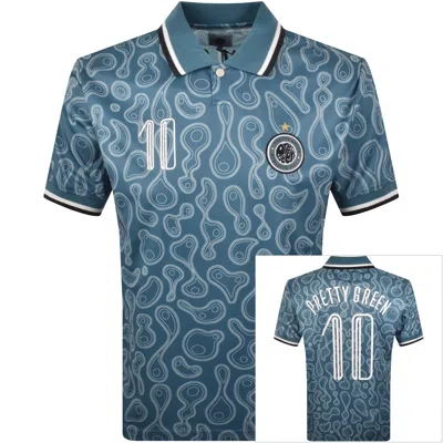 Pretty Green Outro Football Polo T Shirt Blue