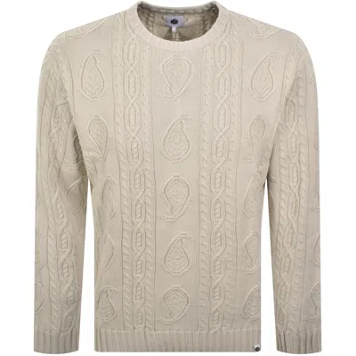 Pretty Green Paisley Cable Knit Jumper Beige In Neutral