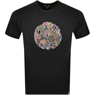 Pretty Green Paisley Logo T Shirt Black