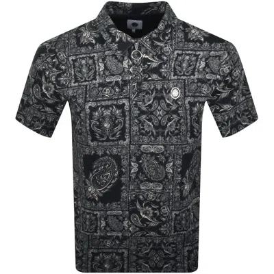 Pretty Green Paisley Zip Polo T Shirt Black