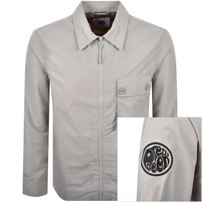Pretty Green Pretty Grey Heaton Zip Overshirt Grey In Gray