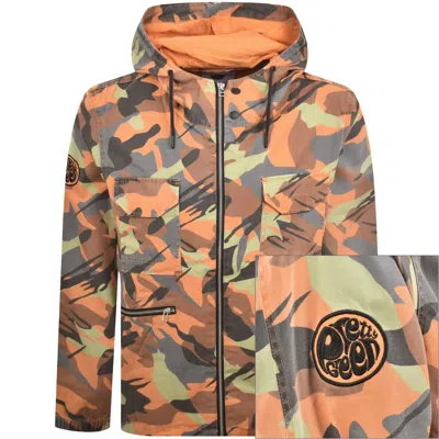 Pretty Green Rave Camo Hooded Jacket Orange