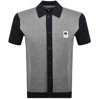 Pretty Green Roxy Knit Shirt Navy In Gray