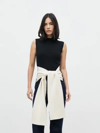 Pretty Lavish Audrey Waist Tie Sleeveless Knit Top In Black