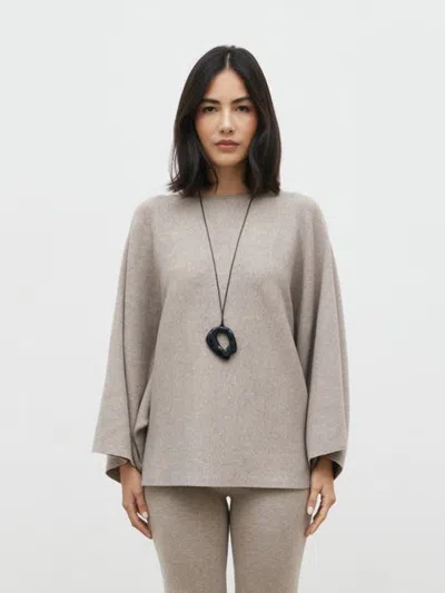 Pretty Lavish Aurelie Drape Sleeve Jumper In Brown