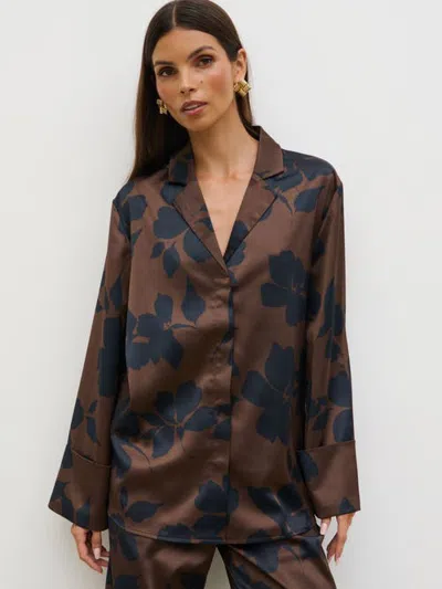 Pretty Lavish Bobbi Relaxed Printed Shirt In Brown