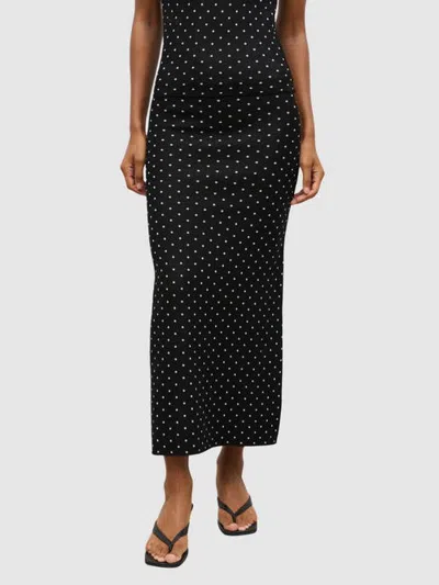 Pretty Lavish Bonnie Polka Dot Knit Midi Skirt In Black