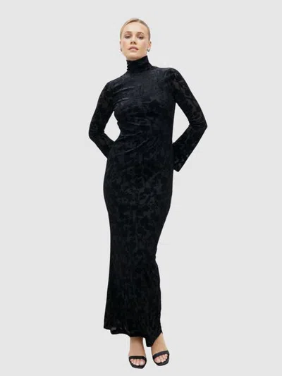 Pretty Lavish Caitlin Flocked Backless Maxi Dress In Black