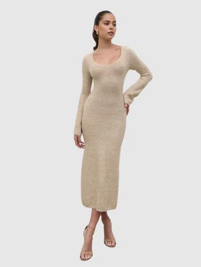 Pretty Lavish Clara Scoop Neck Knit Dress In Neutral