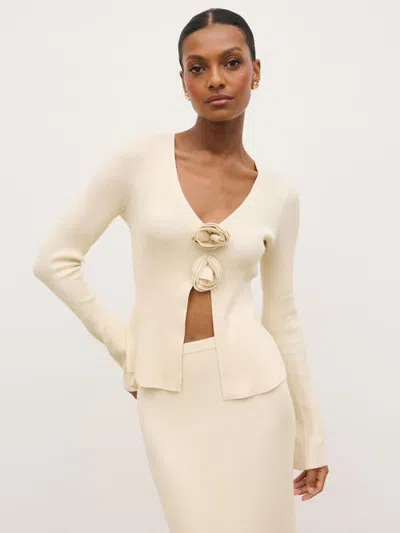 Pretty Lavish Clemmie Rosette Knit Top In Neutral