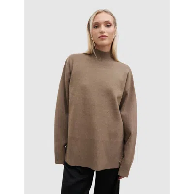 Pretty Lavish Estella High Neck Knit Jumper In Brown