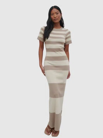 Pretty Lavish Heidi Stripe Knit Maxi Dress In Brown