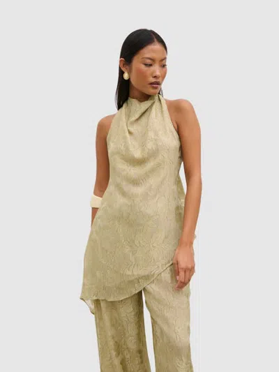 Pretty Lavish Inca Asymmetric Cowl Neck Top In Neutral
