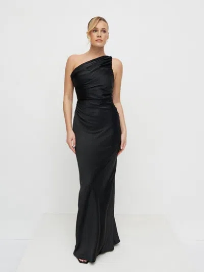 Pretty Lavish Juliet Ruched Maxi Bridesmaid Dress In Black