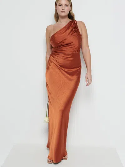 Pretty Lavish Juliet Ruched Maxi Bridesmaid Dress In Orange