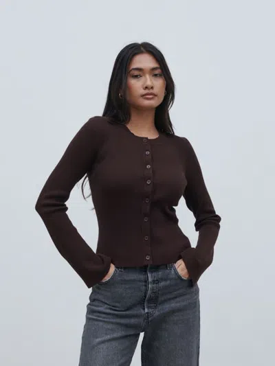 Pretty Lavish Lacey Button Down Top In Brown