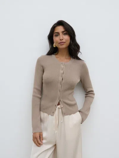 Pretty Lavish Lacey Button Down Top In Neutral