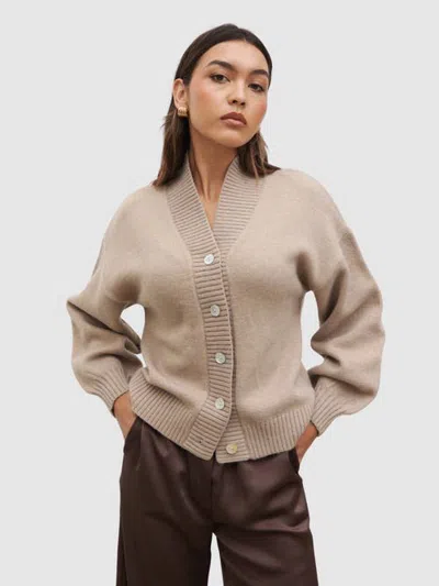 Pretty Lavish Lorrie Chunky Knit Buttoned Bomber In Brown