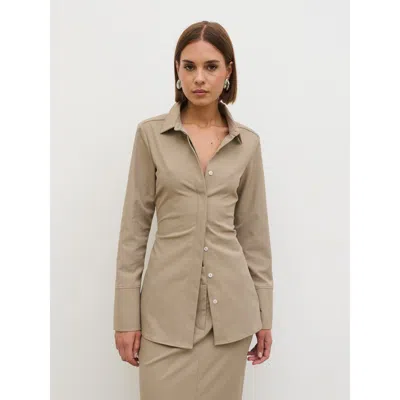 Pretty Lavish Myley Cinched Shirt In Brown