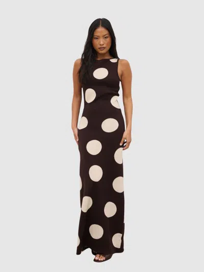Pretty Lavish Sarover Polka Maxi Knit Dress In Brown