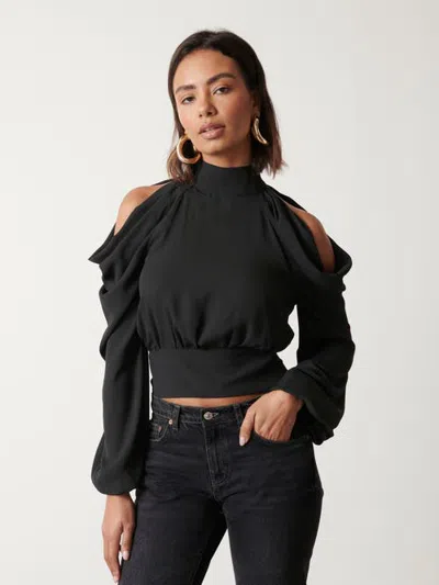 Pretty Lavish Selena Cold Shoulder Top In Black