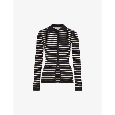 Pretty Lavish Stripe-pattern Slim-fit Knitted Top In Black & Cream
