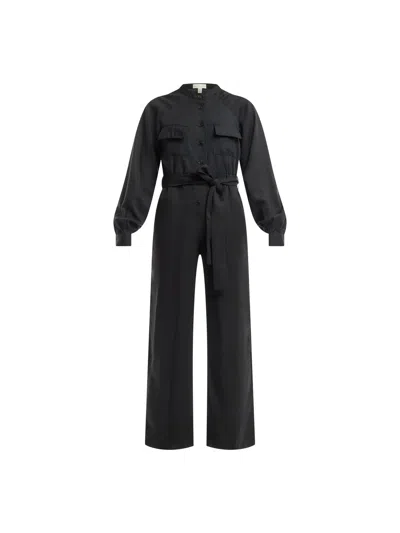 Pretty Lavish Balloon Sleeve Utility Jumpsuit In Black