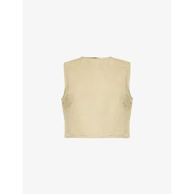 Pretty Lavish Womens Olive Bryony Linen And Cotton-blend Top