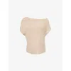Pretty Lavish Womens Beige Lily Off-shoulder Knitted Top In Brown